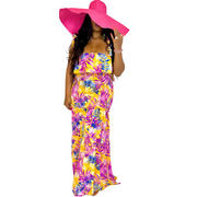 "Avery" Floral Print Maxi Dress-Magenta